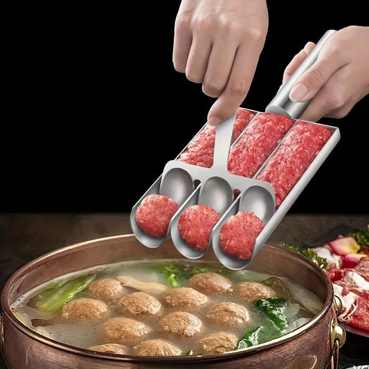 1pc Triple Meatball Maker - Non-Stick Multi-Functional Mold for DIY Meatball, Salad Sandwich, Cookie Dough, and Ice Pastry - Easy-to-Use Cooking Tool for Restaurant Kitchen and Home Cooking Enthusiasts