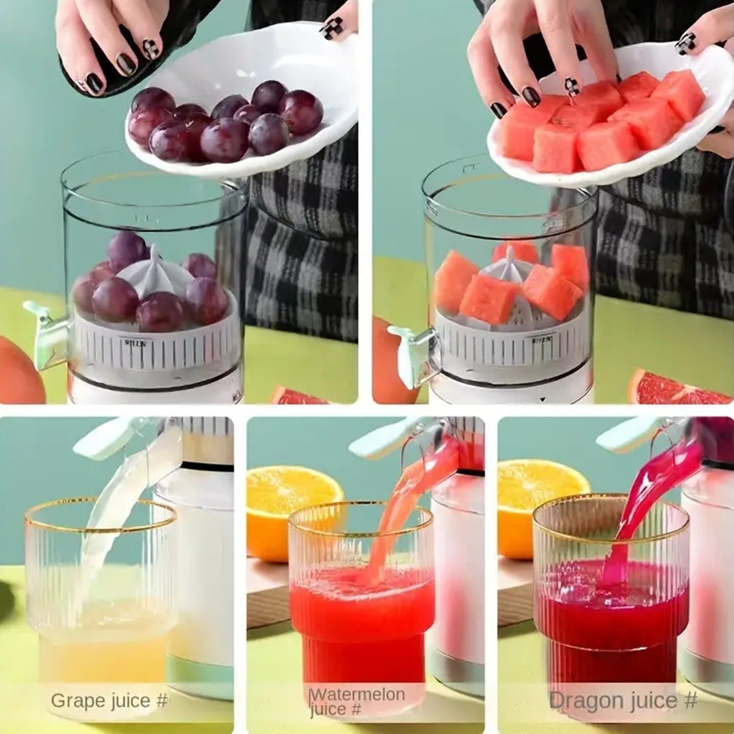 Compact Multifunctional Portable Juicer - Effortless Automatic Juicing, Efficient Separation, Convenient USB Rechargeable Design - Freshly Squeezed Orange Juice in a Compact Cup, Essential Kitchen Appliance for Home Cooking,