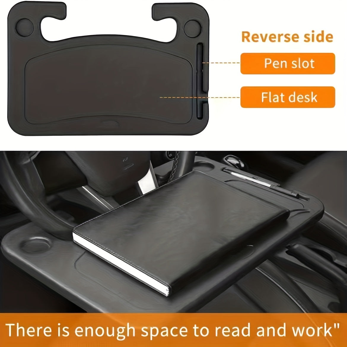 Premium Multifunction Car Steering Wheel Tray - Versatile Portable Table for Eating, Working & Storing - Perfect Workstation on Wheels, Fits Most Cars