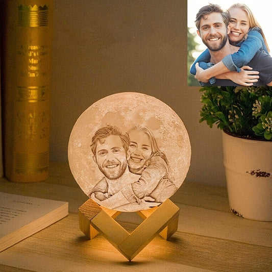 1pc Customizable 3D Moon Lamp - Rechargeable LED Night Light with 16-Color RGB Remote Control, 300mAh Battery, and Personalized Photo/Text Options - Perfect for Birthday, Christmas, Father's Day, Mother's Day