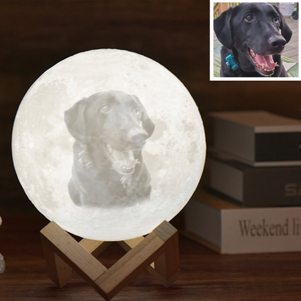 1pc Customizable 3D Moon Lamp - Rechargeable LED Night Light with 16-Color RGB Remote Control, 300mAh Battery, and Personalized Photo/Text Options - Perfect for Birthday, Christmas, Father's Day, Mother's Day