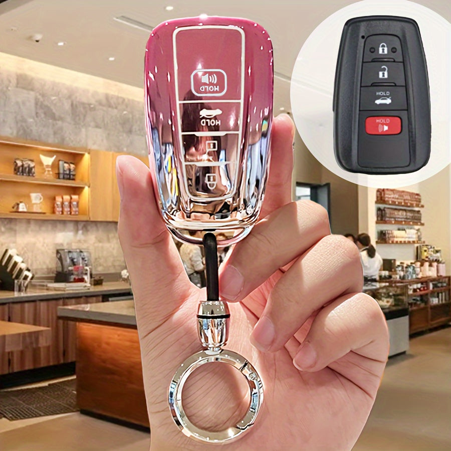 Car Keychain Cover for Toyota, with Rhinestone Keychain, Soft Key Full Protection Cover, Gift
