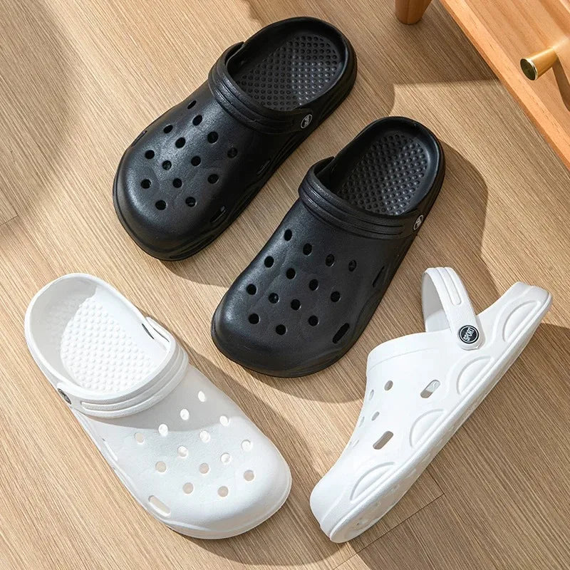 Summer Hollow Out Closed Toe Non-slip Sandals Soft Bottom SandalsMen Lightweight Thick-soled Garden Shoes