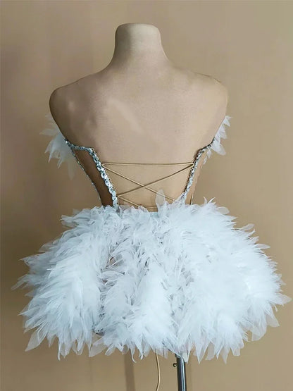 Sparkly Rhinestones Sequins Tube Tutu Mesh Dresses for Women Sexy Birthday Party Prom Evening Dress Photo Shoot Wear