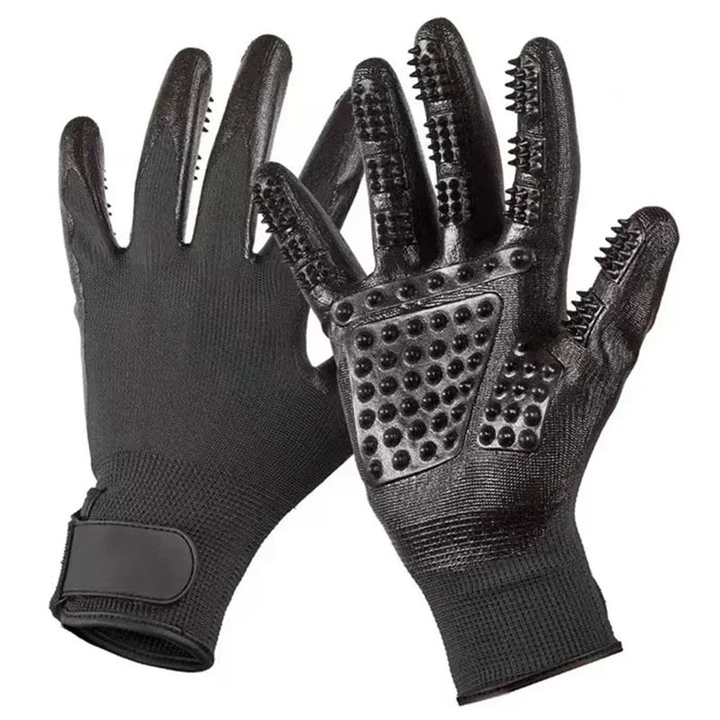 A Pair of Pet Bath Gloves Massage Clean Remove Floating Hair Pet Grooming Hair Removal Rubber Wear Resistant Non-Slip Pet Gloves