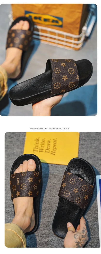 European Style Men's Slippers 2024 Summer Outdoor Plus Size Soft Bottom Casual One-Piece Sandals Rubber Sole Men's Flip Flops