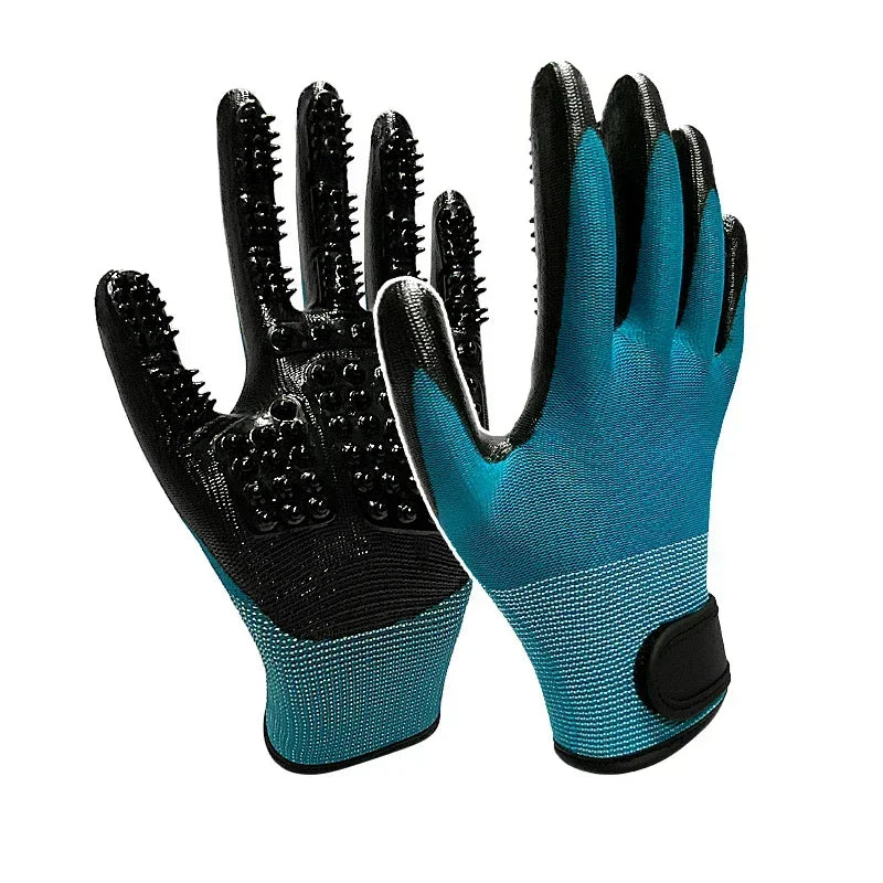 A Pair of Pet Bath Gloves Massage Clean Remove Floating Hair Pet Grooming Hair Removal Rubber Wear Resistant Non-Slip Pet Gloves