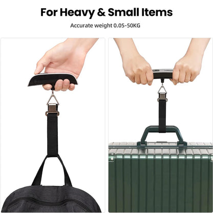 110Lb/50Kg Portable Digital Luggage Weight Scale LCD Display Pocket Electronic Suitcase Travel Scale Balance Baggage Weight Tool