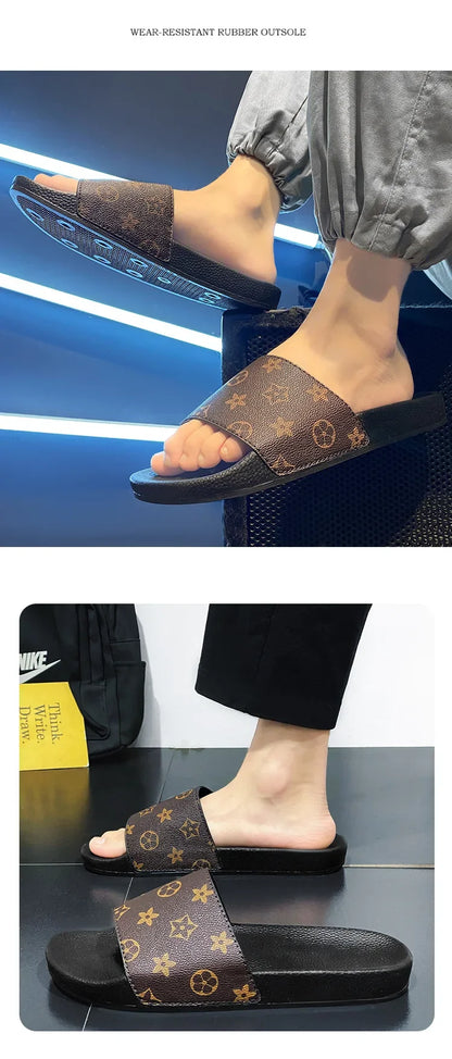 European Style Men's Slippers 2024 Summer Outdoor Plus Size Soft Bottom Casual One-Piece Sandals Rubber Sole Men's Flip Flops
