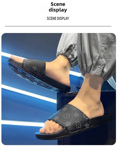 European Style Men's Slippers 2024 Summer Outdoor Plus Size Soft Bottom Casual One-Piece Sandals Rubber Sole Men's Flip Flops