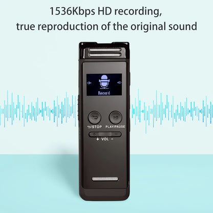 Digital Voice Recorder 32G Activated Record Playback MP3 Music Player w/ Mic Speaker 1536KBPS HD Recording 24 System Languages