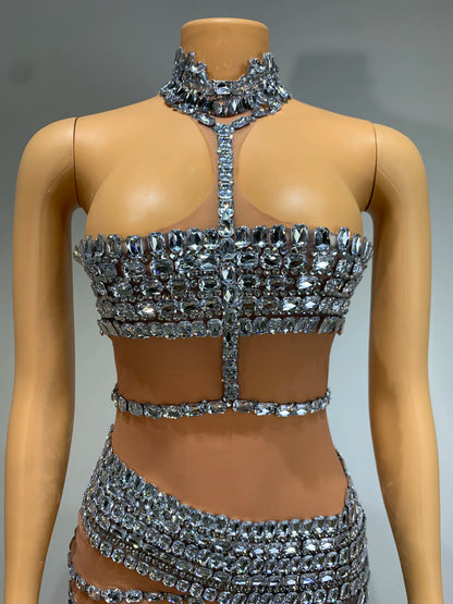 Women Sexy Mesh Perspective Backless Dress Female Singer Dancer Stage Performance Costume Club Birthday Evening Party Clothing