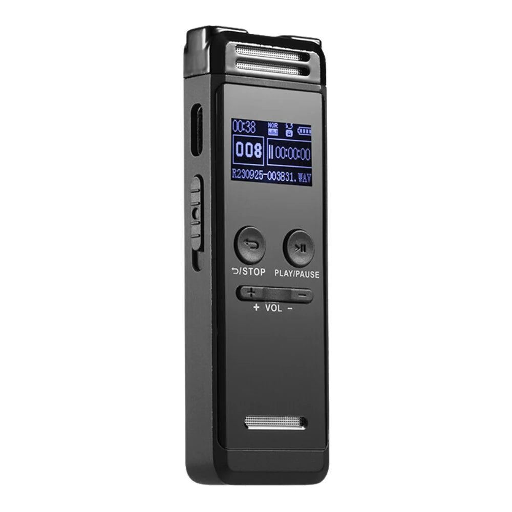 Digital Voice Recorder 32G Activated Record Playback MP3 Music Player w/ Mic Speaker 1536KBPS HD Recording 24 System Languages
