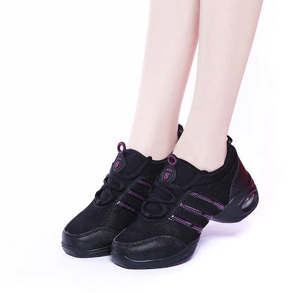 Breathable Women's Jazz Shoes Lace-up Modern Dance Shoes Lady Comfortable Air Cushion Platform Sneakers for Dancing Walking