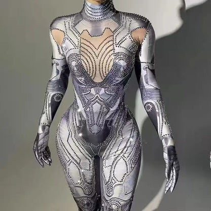 New mechanical jumpsuits, professional dance outfits, bar, club, birthday party, dinner