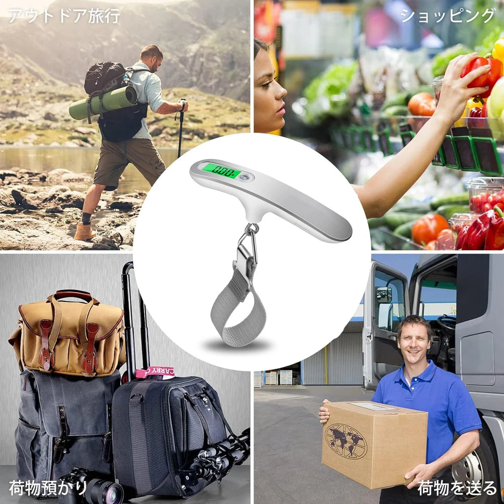 110Lb/50Kg Portable Digital Luggage Weight Scale LCD Display Pocket Electronic Suitcase Travel Scale Balance Baggage Weight Tool