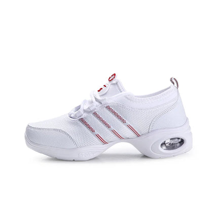 Breathable Women's Jazz Shoes Lace-up Modern Dance Shoes Lady Comfortable Air Cushion Platform Sneakers for Dancing Walking