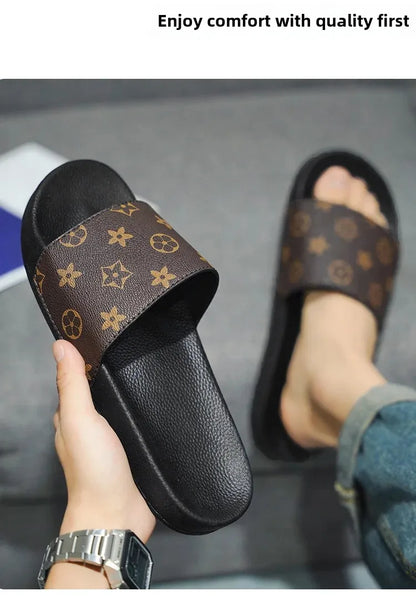 European Style Men's Slippers 2024 Summer Outdoor Plus Size Soft Bottom Casual One-Piece Sandals Rubber Sole Men's Flip Flops