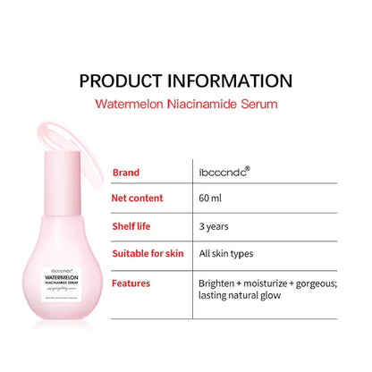 Watermelon Glow Niacinamide Facial Essence Hydrating Nourish Dew Drops Highlight Priming Liquid For Skincare 60ml Makeup Cream