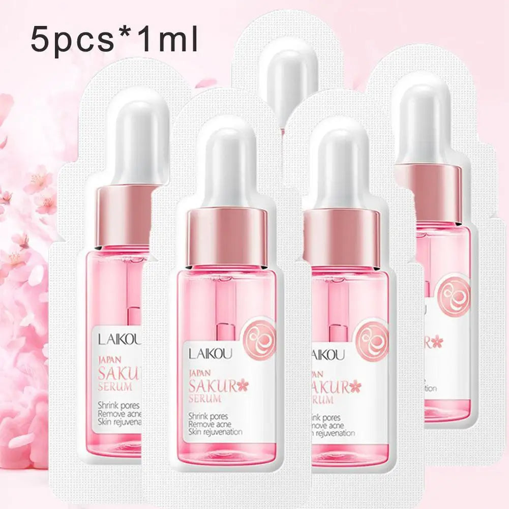 5pcs Serum Nourish Oil Control Rejuvenation Skin Facial Essence Skincare Face Care 1ml Travel Size