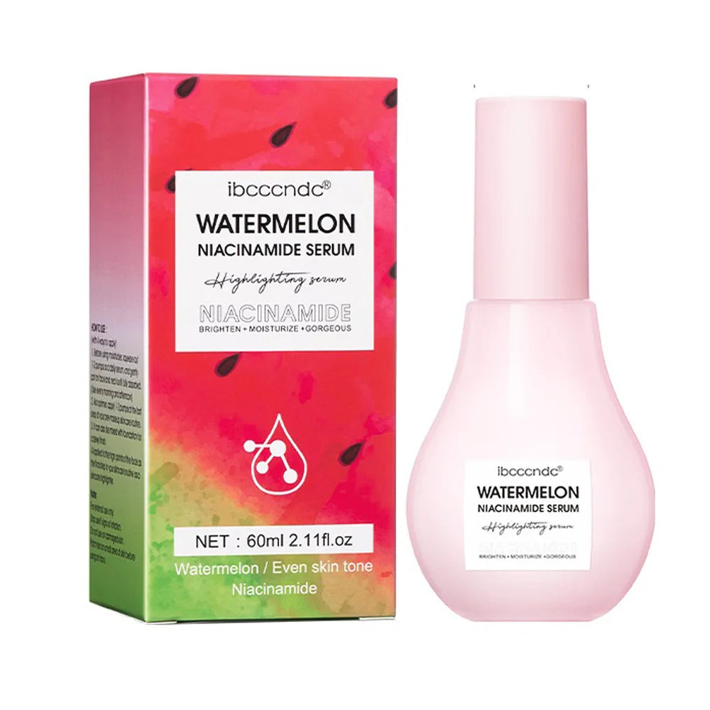 Watermelon Glow Niacinamide Facial Essence Hydrating Nourish Dew Drops Highlight Priming Liquid For Skincare 60ml Makeup Cream