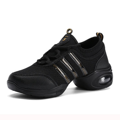 Breathable Women's Jazz Shoes Lace-up Modern Dance Shoes Lady Comfortable Air Cushion Platform Sneakers for Dancing Walking