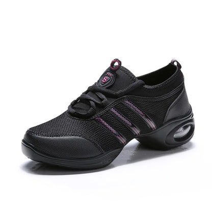 Breathable Women's Jazz Shoes Lace-up Modern Dance Shoes Lady Comfortable Air Cushion Platform Sneakers for Dancing Walking