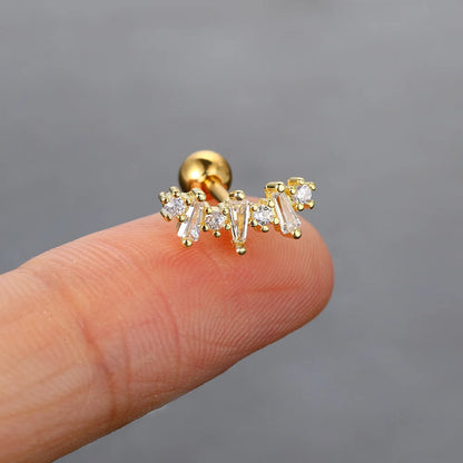 Designer Ear Cartilage Piercing Helix Daith Earrings for Women 1pc Screw Stainless Steel Crystal Earbone Earing on Ear Jewelry