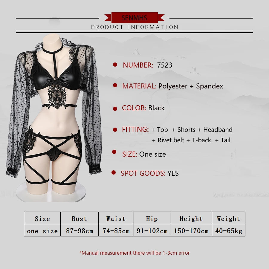 SENMHS Sexy Lingerie Black Bra Underwear Set Women Mesh Through Cover-up Nightclub Bar Pole Dance Suit Gogo Dancer Outfit