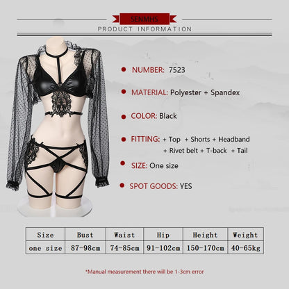 SENMHS Sexy Lingerie Black Bra Underwear Set Women Mesh Through Cover-up Nightclub Bar Pole Dance Suit Gogo Dancer Outfit