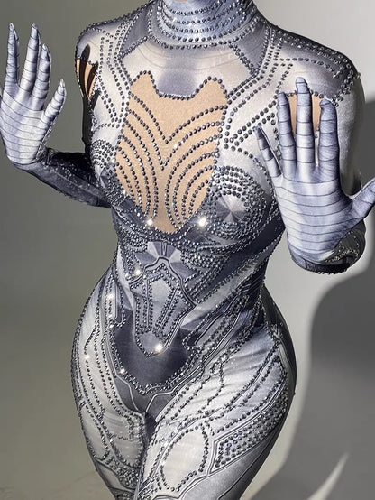 New mechanical jumpsuits, professional dance outfits, bar, club, birthday party, dinner
