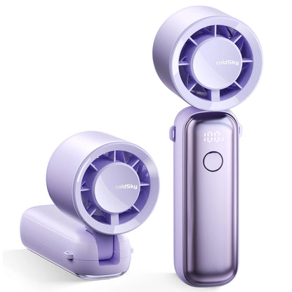 Portable Handheld Turbo Fan 5000mAh Rechargeable Fan With 6 Speeds Foldable Neck/Desk Fan With Digital Display Pocket Small Fans