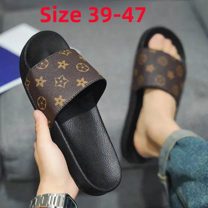 European Style Men's Slippers 2024 Summer Outdoor Plus Size Soft Bottom Casual One-Piece Sandals Rubber Sole Men's Flip Flops