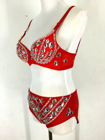 New Sexy Handmade DIY Sewing Top + Shorts + Gauze Skirt 3piece Set Nightclub DJ Singer Stage Costumes Women Summer Clothing