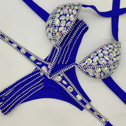 Nightclub Bar Sexy Rhinestones Bikini Set Pole Dance Costume Women Club Party DJ DS Dancer Performance Rave Outfit Diamond Bra