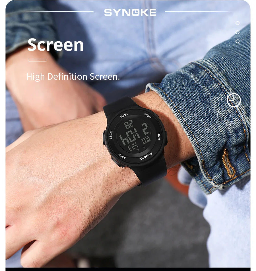 SYNOKE Student Electronic Watch Unisex Sport Watch Multifunction Military Sports Waterproof Luminous LED Digital Men Big Dial
