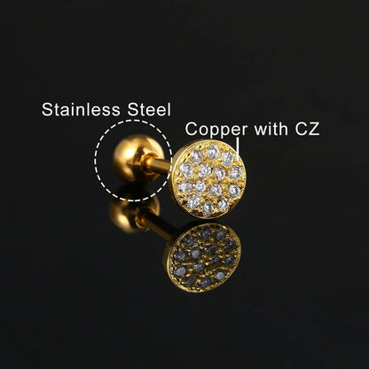 Designer Ear Cartilage Piercing Helix Daith Earrings for Women 1pc Screw Stainless Steel Crystal Earbone Earing on Ear Jewelry