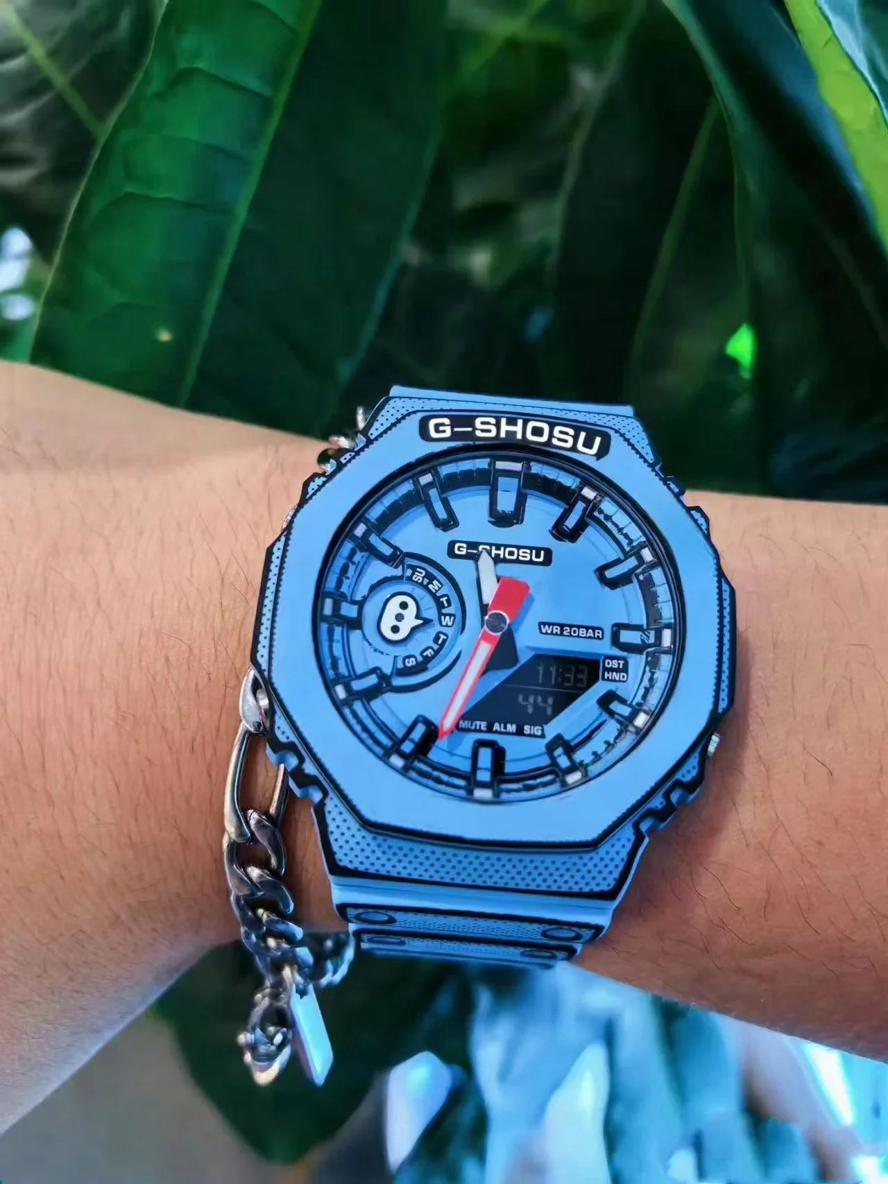 Comic Sport Electronic Unisex Watch Full Function LED Dual Display World Time Large Dial