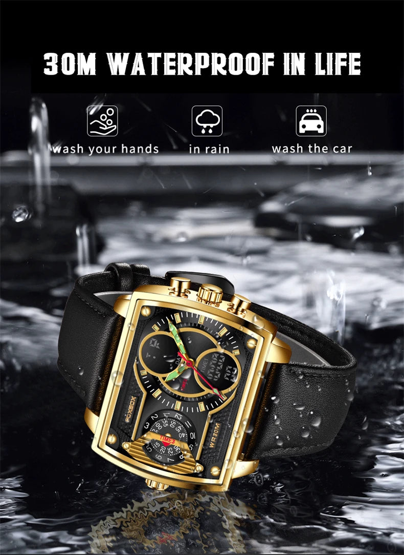 LIGE Digital Men's Watches Fashion Square Military Stainless Casual Sports Quartz Electronic Watch Waterproof Male Alarm Clocks