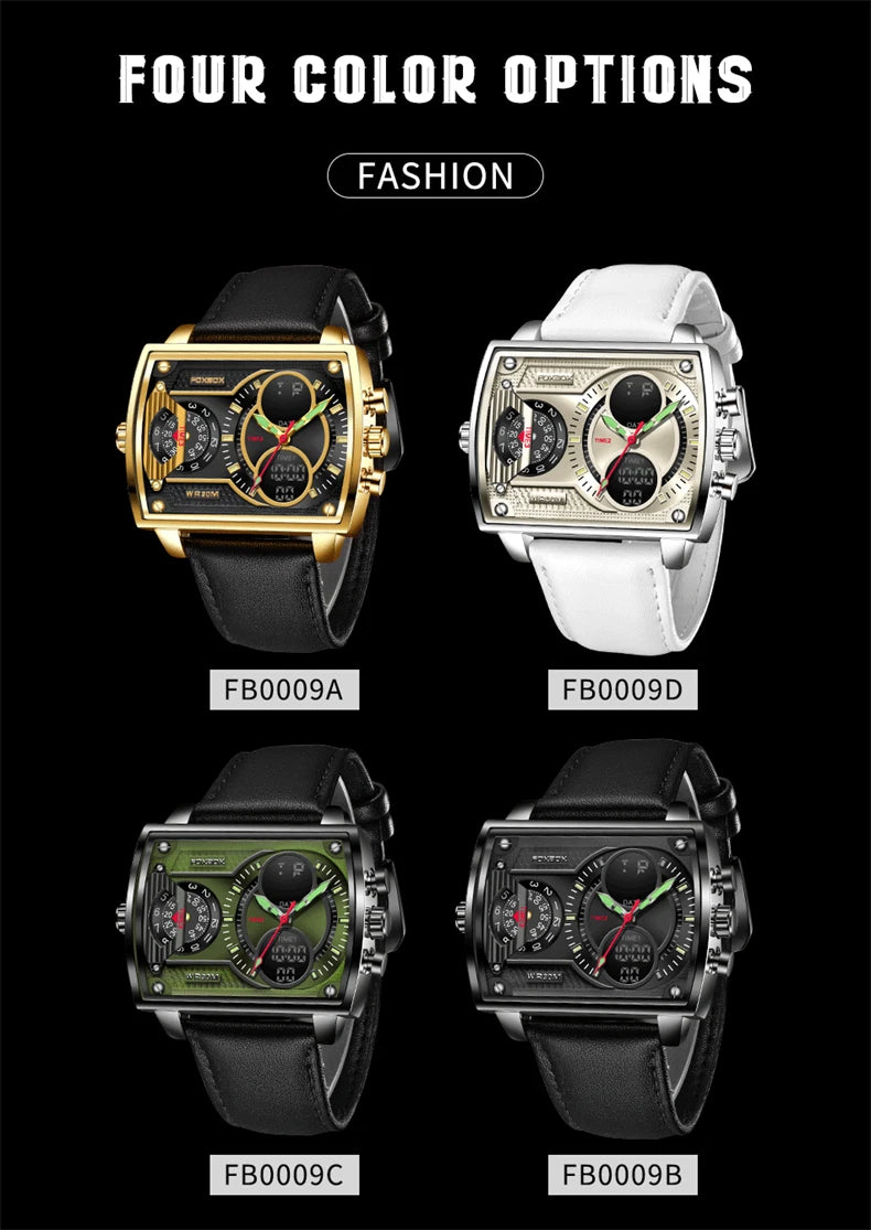 LIGE Digital Men's Watches Fashion Square Military Stainless Casual Sports Quartz Electronic Watch Waterproof Male Alarm Clocks