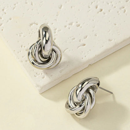 Unique Geometric Irregular Striped Large Ear Buckle Earrings for Women Creative Metal Gold Color Fan Shaped Earring Jewelry Gift