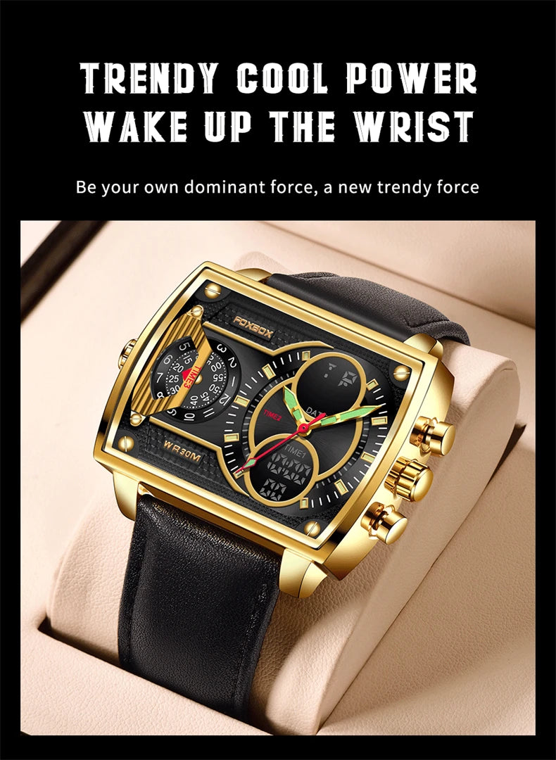 LIGE Digital Men's Watches Fashion Square Military Stainless Casual Sports Quartz Electronic Watch Waterproof Male Alarm Clocks