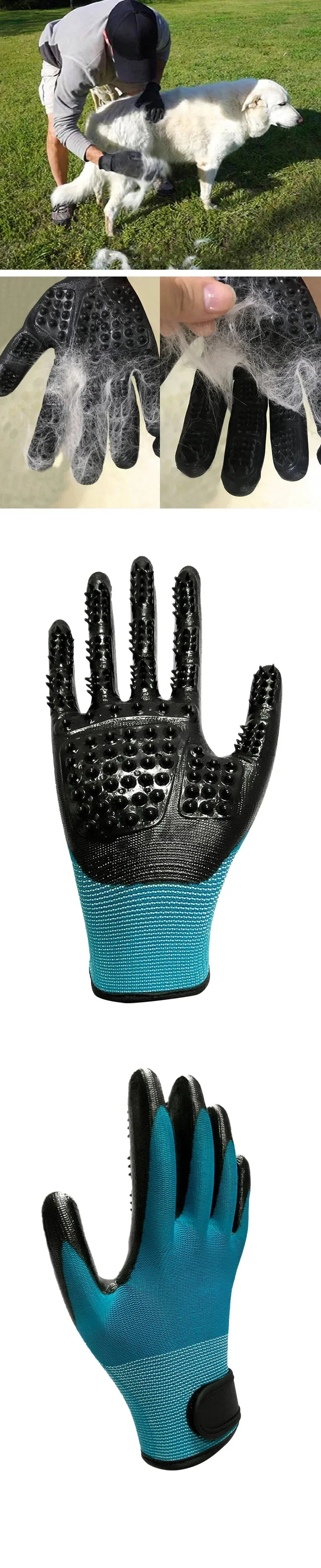 A Pair of Pet Bath Gloves Massage Clean Remove Floating Hair Pet Grooming Hair Removal Rubber Wear Resistant Non-Slip Pet Gloves