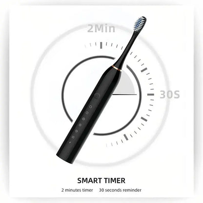 Black Series Ultra Whitening Toothbrush-4 Brush Head and USB Rechargeable Ultrasonic Toothbrush