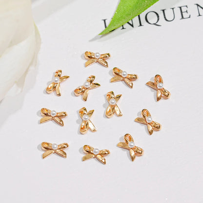 10Pcs Ballet Dance Shoes 3D Nail Charms 8mm Pink Metal Dance Shoes Ribbon Nail Art DIY Kawaii Ballet Bows Manicure Supplies &*&