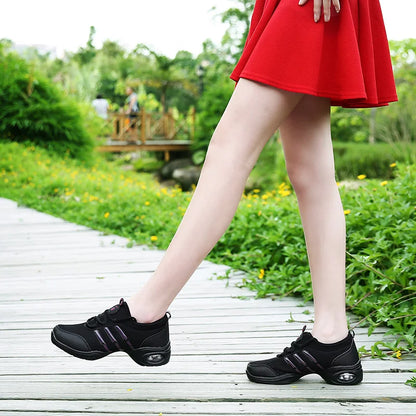 Breathable Women's Jazz Shoes Lace-up Modern Dance Shoes Lady Comfortable Air Cushion Platform Sneakers for Dancing Walking