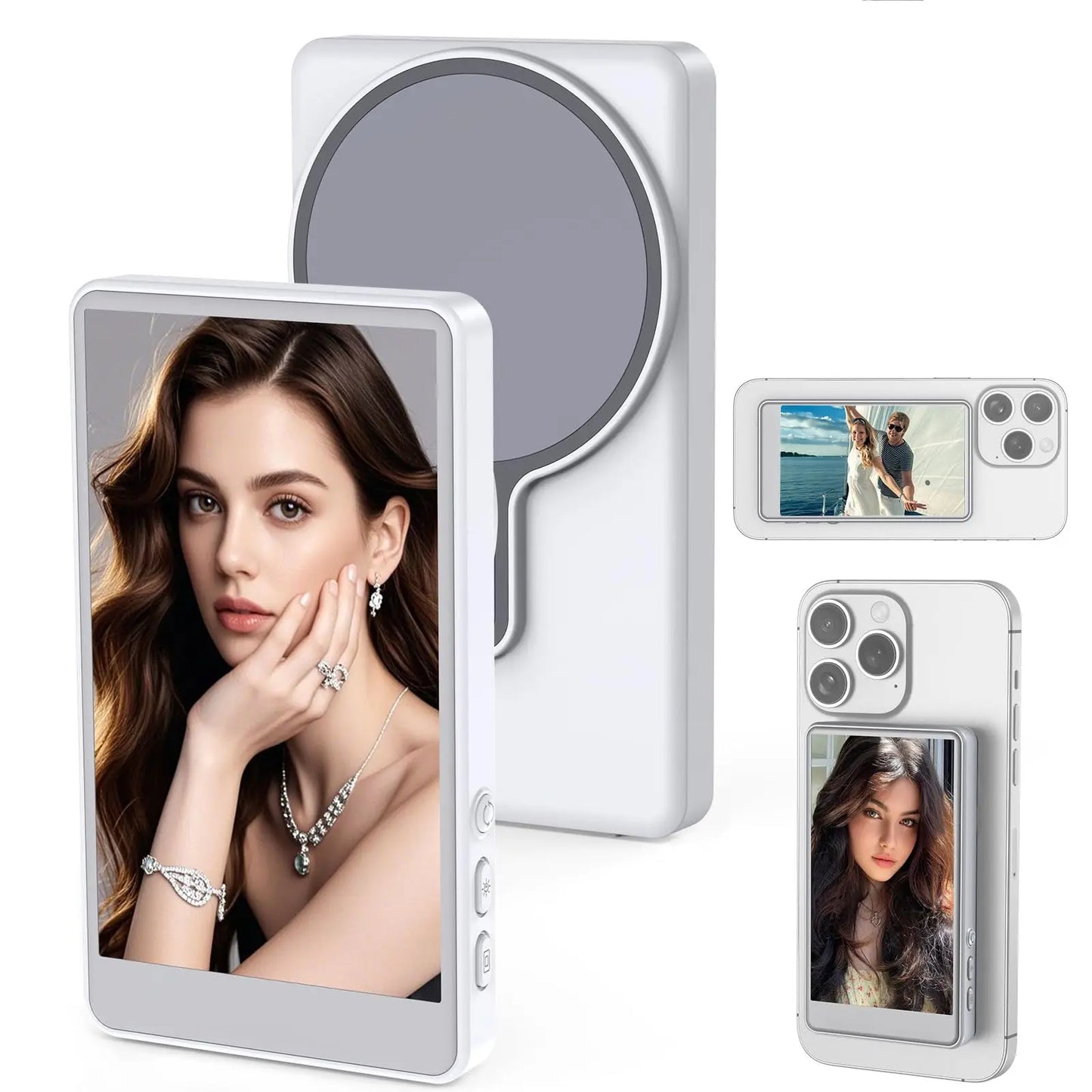 Magnetic Phone Selfie Monitor Screen for Smartphone Rear Camera Selfie Vlog Live Stream for iPhone Android phone