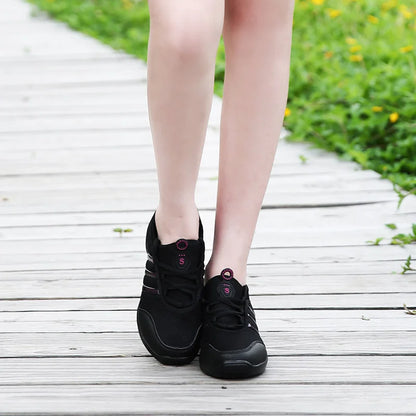 Breathable Women's Jazz Shoes Lace-up Modern Dance Shoes Lady Comfortable Air Cushion Platform Sneakers for Dancing Walking