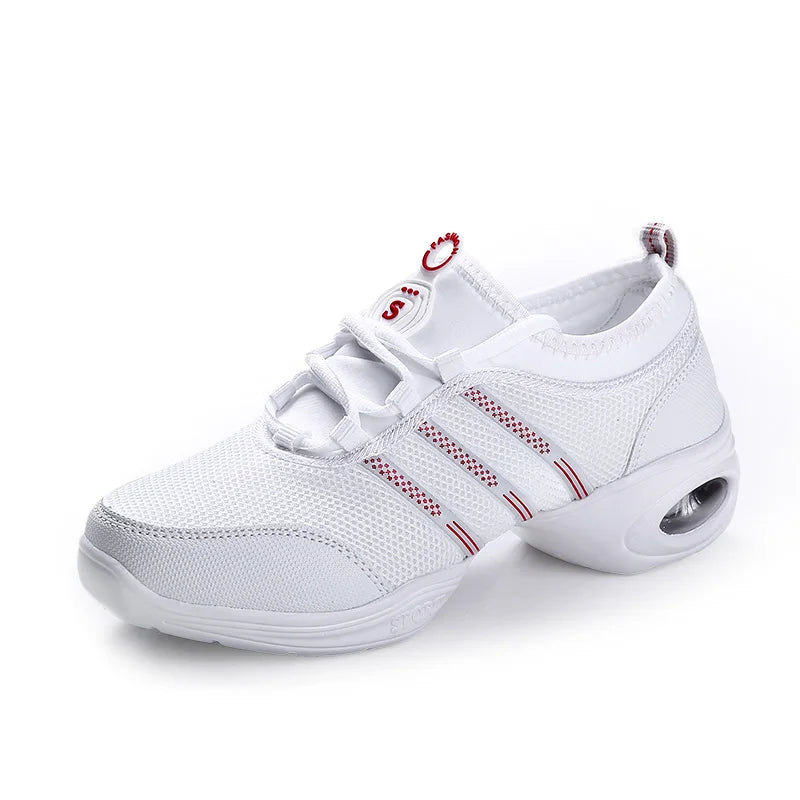Breathable Women's Jazz Shoes Lace-up Modern Dance Shoes Lady Comfortable Air Cushion Platform Sneakers for Dancing Walking