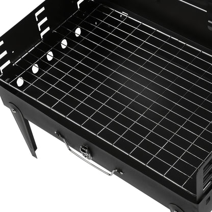 Compact Charcoal BBQ Grill 44x27x7cm - Easy Carry Design, Durable Black Finish, Ideal for Backyard & Picnic Cooking